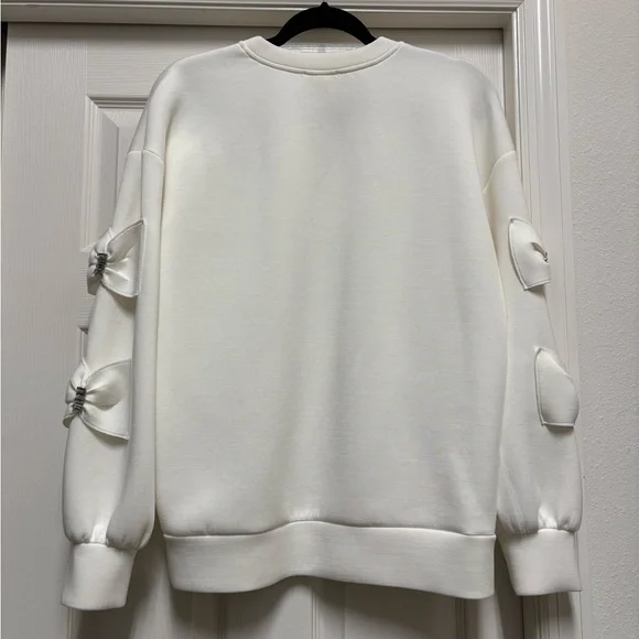 Maeve By Anthropologie English Factory Bow Sweatshirt NWOT - Picture 7 of 9